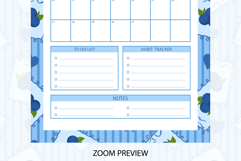 Blueberry Coquette Stripe Monthly Planner For July 2026 Product Image 4