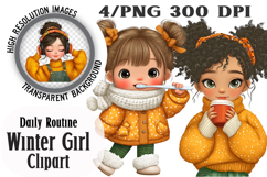 Daily Routine Winter Girl Clipart Product Image 1