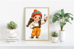 Daily Routine Winter Girl Clipart Product Image 2