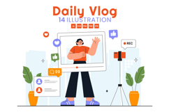 14 Influencer Daily Vlog Illustration Product Image 1