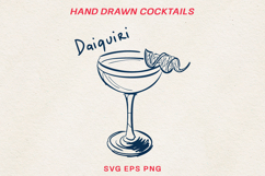 Hand Drawn Cocktail Line Art SVG | Vintage Drink PNG Product Image 1