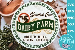 Vintage Farmhouse Home Round Sign Svg | Dairy Farm Cow Svg Product Image 1