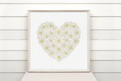 Daisies and Swirls Floral Flower Wreath Clipart PNG Product Image 2