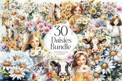 Daisies Watercolor Clipart Sublimation Product Image 1