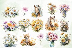 Daisies Watercolor Clipart Sublimation Product Image 3