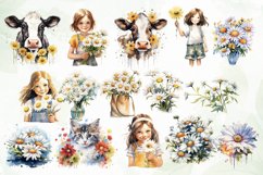 Daisies Watercolor Clipart Sublimation Product Image 2
