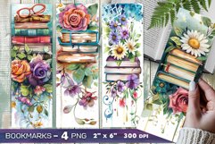 Daisies and books bookmark, pile of books, wildflowers Product Image 1