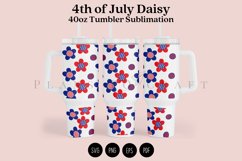 daisy 4th of july  40oz quencher tumbler sublimation full wrap high resolution transparant background