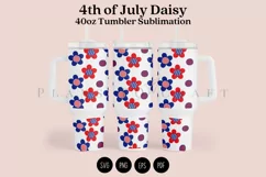 daisy 4th of july  40oz quencher tumbler sublimation full wrap high resolution transparant background
