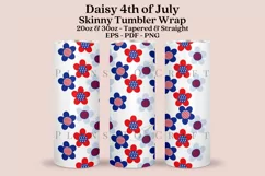 daisy 4th of july skinny tumbler sublimation wrap with high resolution 300 DPI and transparant background perfect for 20oz and 30oz skinny tumbler