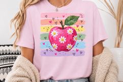 Daisy Apple Teacher PNG, Back to School Sublimation Product Image 4