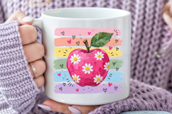 Daisy Apple Teacher PNG, Back to School Sublimation Product Image 5