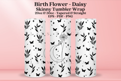 Daisy birth flower skinny tumbler sublimation wrap with high resolution and transparant background are for 20oz and 30oz skinny tumbler