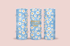 daisy blue watercolor skinny tumbler sublimation wrap with high resolution 300 DPI and transparant background perfect for 20oz and 30oz skinny tumbler