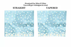 daisy blue watercolor skinny tumbler sublimation wrap with high resolution 300 DPI and transparant background perfect for 20oz and 30oz skinny tumbler