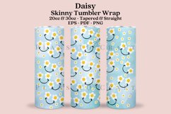 daisy blue watercolor skinny tumbler sublimation wrap with high resolution 300 DPI and transparant background perfect for 20oz and 30oz skinny tumbler