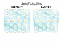 daisy blue watercolor skinny tumbler sublimation wrap with high resolution 300 DPI and transparant background perfect for 20oz and 30oz skinny tumbler