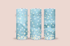 daisy blue watercolor skinny tumbler sublimation wrap with high resolution 300 DPI and transparant background perfect for 20oz and 30oz skinny tumbler