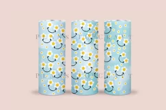 daisy blue watercolor skinny tumbler sublimation wrap with high resolution 300 DPI and transparant background perfect for 20oz and 30oz skinny tumbler