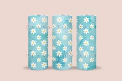 daisy blue watercolor skinny tumbler sublimation wrap with high resolution 300 DPI and transparant background perfect for 20oz and 30oz skinny tumbler