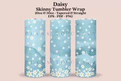 daisy blue watercolor skinny tumbler sublimation wrap with high resolution 300 DPI and transparant background perfect for 20oz and 30oz skinny tumbler