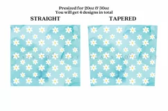 daisy blue watercolor skinny tumbler sublimation wrap with high resolution 300 DPI and transparant background perfect for 20oz and 30oz skinny tumbler