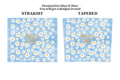 daisy blue watercolor skinny tumbler sublimation wrap with high resolution 300 DPI and transparant background perfect for 20oz and 30oz skinny tumbler