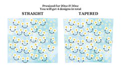 daisy blue watercolor skinny tumbler sublimation wrap with high resolution 300 DPI and transparant background perfect for 20oz and 30oz skinny tumbler