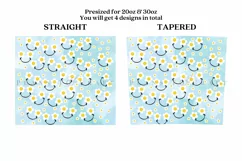 daisy blue watercolor skinny tumbler sublimation wrap with high resolution 300 DPI and transparant background perfect for 20oz and 30oz skinny tumbler