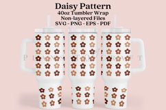 Daisy Coffee Pattern 40oz Tumbler Sublimation Wrap SVG PNG PDF EPS instant download digital files 