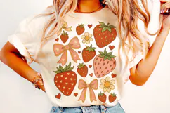 Boho Strawberry Coquette PNG, Preppy Strawberries, Summer Product Image 1