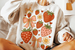 Boho Strawberry Coquette PNG, Preppy Strawberries, Summer Product Image 2