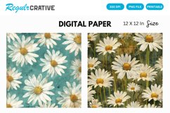 Daisy Flowers Digital Paper, Daisy Flowers Background Product Image 1