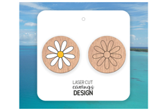Daisy Flower Stud Earrings Svg | Engraved Earring Svg Product Image 1