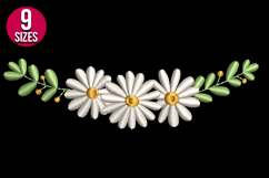 Daisy Flower Border Machine Embroidery Design | Floral Art Product Image 2