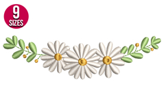 Daisy Flower Border Machine Embroidery Design | Floral Art Product Image 1