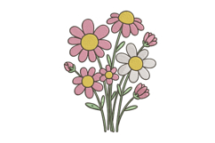 Daisy Flower Bouquet Embroidery Design Product Image 1