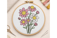 Daisy Flower Bouquet Embroidery Design Product Image 2