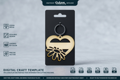 Daisy Flower Heart Keychain Laser Cut Product Image 2