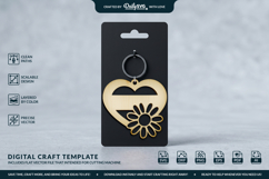 Daisy Flower Heart Keychain Laser Cut Product Image 1