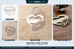 Daisy Flower Heart Keychain Laser Cut Product Image 3