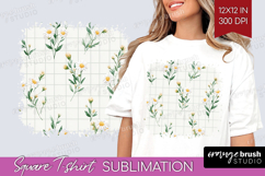 Daisy Flowers Square Tshirt Background - Summer PNG Product Image 1