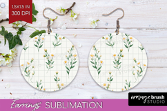 Daisy Flowers Round Earrings - Summer PNG Sublimation Product Image 1