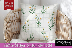 Daisy Flowers Pillow Sublimation - Summer Pillow Cover PNG Product Image 1