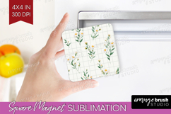 Daisy Flowers Magnet Sublimation - Summer Square Magnet PNG Product Image 1