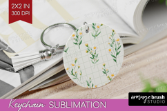 Daisy Flowers Keychain PNG - Summer Keychain Sublimation Product Image 1