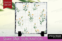 Daisy Flowers Slate PNG - Summer Square Slate Sublimation Product Image 1