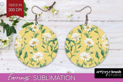 Daisy Flowers Round Earrings - Summer PNG Sublimation Product Image 1