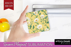 Daisy Flowers Magnet Sublimation - Summer Square Magnet PNG Product Image 1