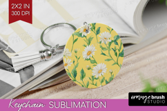 Daisy Flowers Keychain PNG - Summer Keychain Sublimation Product Image 1